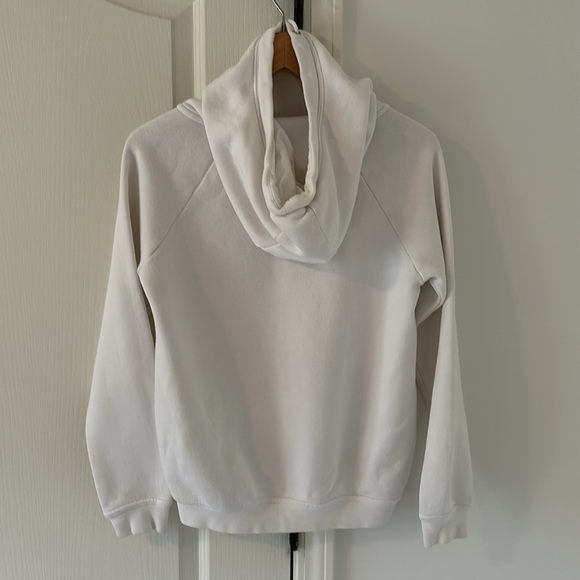 Nike Wmn XS funnel neck hoodie. White with gold lettering and accents. - Picture 3 of 7